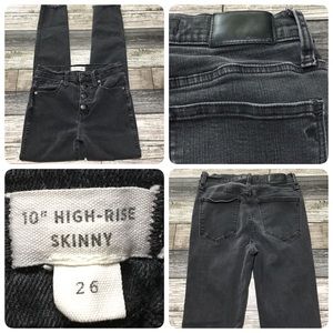 Madewell 10” High Rise Skinny Women’s 26 Gray Raw Hem Button Fly (Inseam 26)